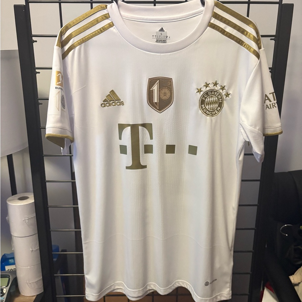 adidas Bayern Munich White and Gold Soccer Jersey